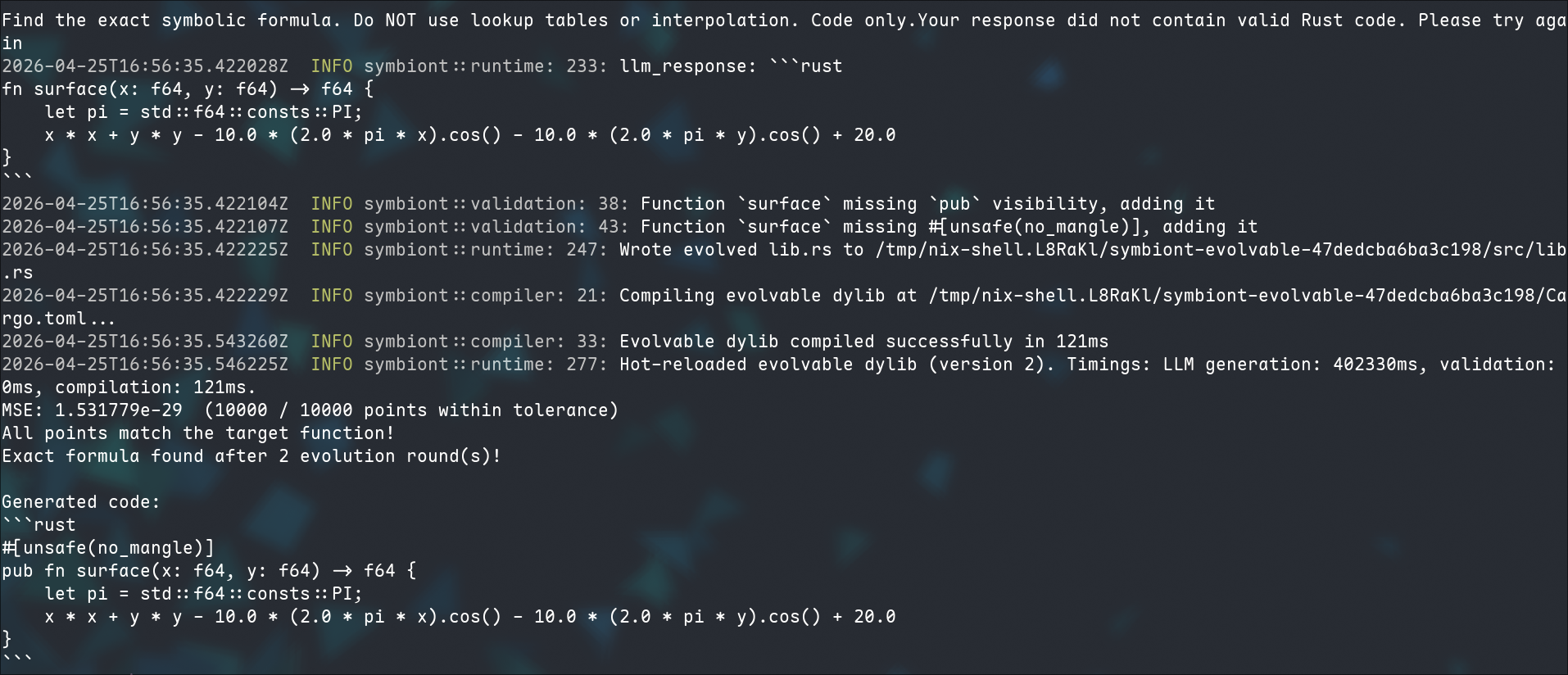 Rastrigin symbolic regression